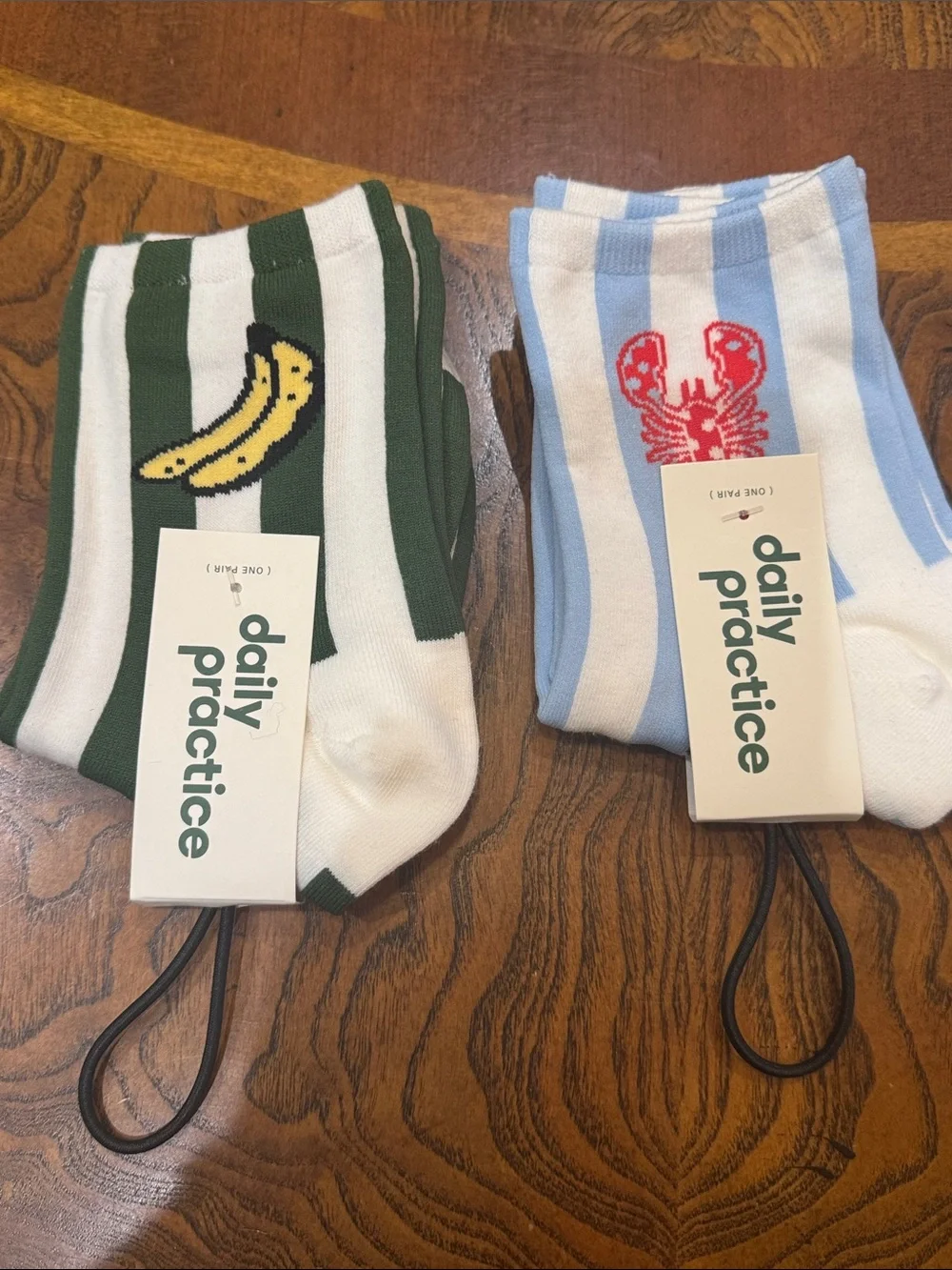 Anthropologie Banana & Lobster Striped Crew Socks
